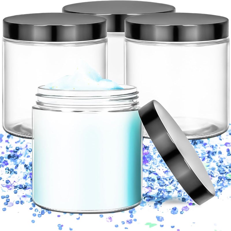MotBach 3 Pack 16oz Glass Jars with Lids, 480ml Round Clear Glass Cosmetic Containers Makeup Jars, Refillable Travel Size Container Jars for Lotion Cream Powder Sample Ointment Salve Balm Storage