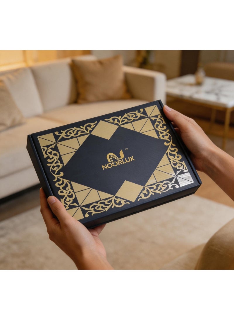 نورلوكس مجموعة هدايا الصلاة الإسلامية NOORLUX الممتازة - فرش الصلاة المطرزة ، حبات Tasbih وحقيبة القماش ذات العلامة التجارية ، مجموعة الصلاة الفاخرة للرمضان والعيد والهدايا المسلمة - Image 3