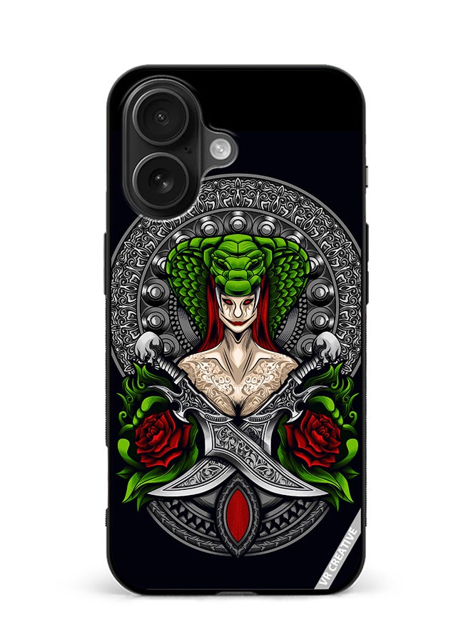 VR CREATIVE Protective Case Cover For Apple iPhone 16 Snake Woman Design Multicolour