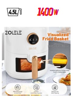 ZOLELE Zolele Electric Air Fryer, 4.5L Capacity, 4D Hot Air Circulation, Non-Stick Coating Fried Basket, Window Basket, Wide Preset, Black | ZA004-BLACK  - Image 1