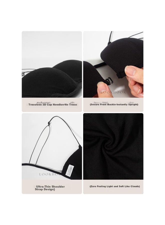 Bejirog Front-closure Bra For Women, French-style Wireless, Small Cup, Ultra-thin, Summer Seamless Thin Strap Backless Desig - Image 3