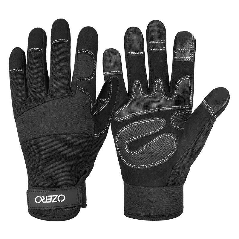 Foreign trade touch screen gardening garden gloves puncture-resistant wear-resistant outdoor camping protective cowhide work welder labor protection gloves 9022 black 