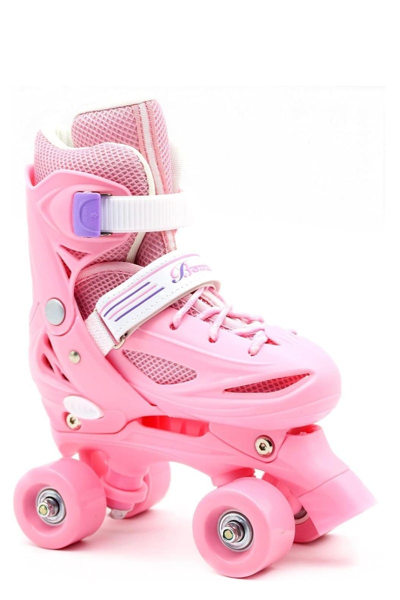 إيزي فيتشور زلاجات دوارة قابلة للتعديل بأربع عجلات للأطفال صف مزدوج، للأولاد والبنات في الأماكن المغلقة/المفتوحة، تتضمن (الركبة، الكوع، والمعصم) 4 أحجام و3 ألوان يمكن الاختيار منها - Image 3