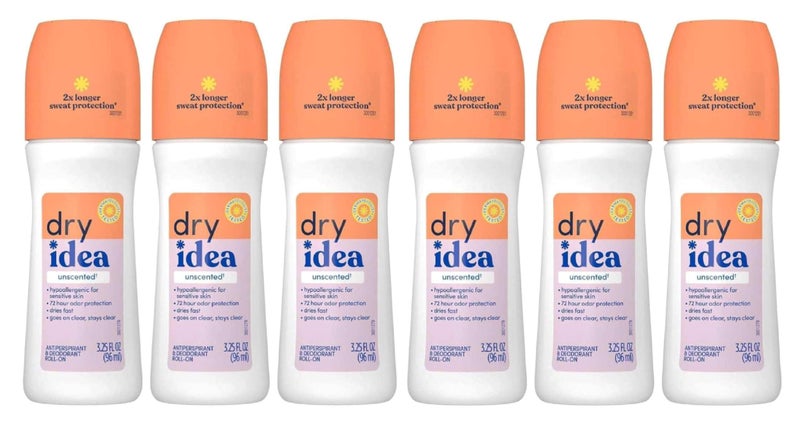 Dry Idea Anti-Perspirant Deodorant Roll-On Unscented 3.25 oz (Pack of 6) - Image 1