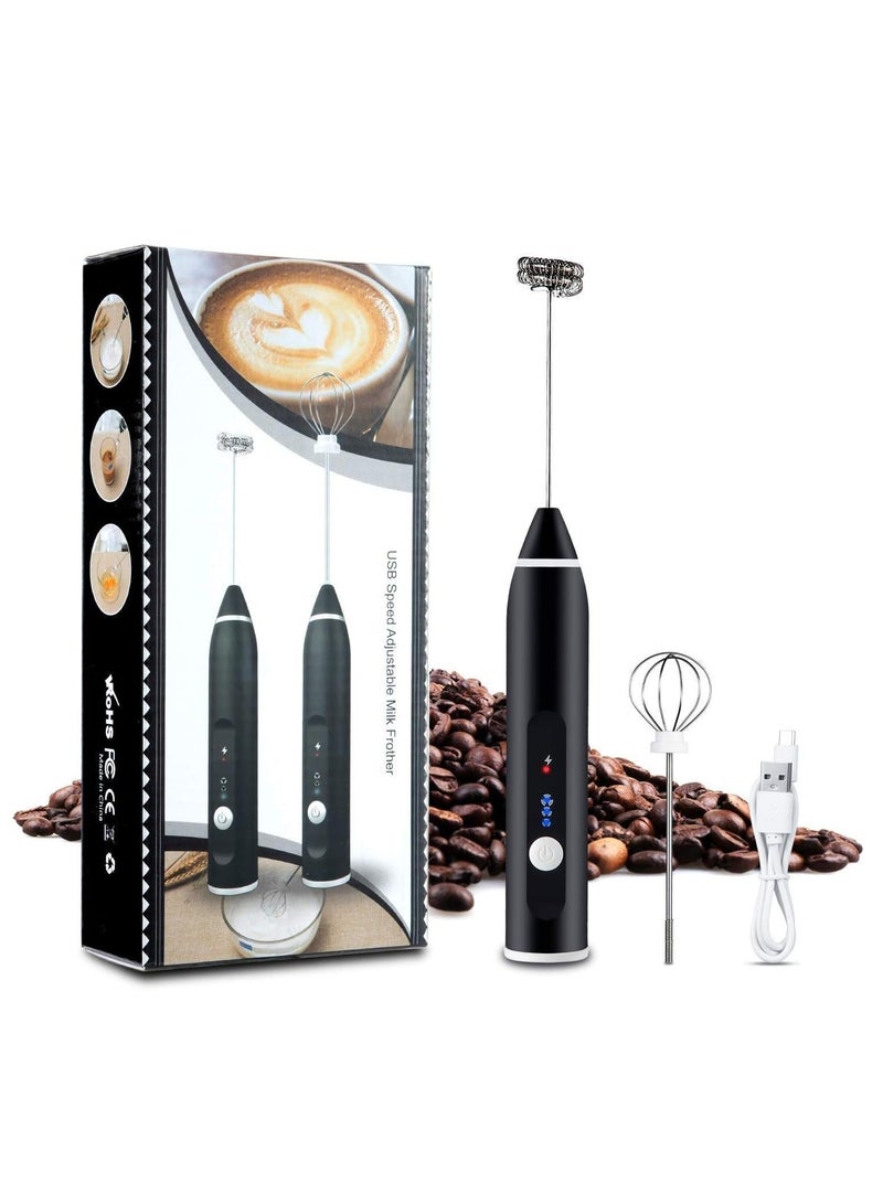 مضرب نسكافية و أداة خفق اللبن قابلة لإعادة الشحن وتحمل باليد وتعمل بـ3 سرعات قابلة للتعديل لصنع القهوة واللاتيه والكابتشينو مع مضرب إضافي للبيض - Image 5