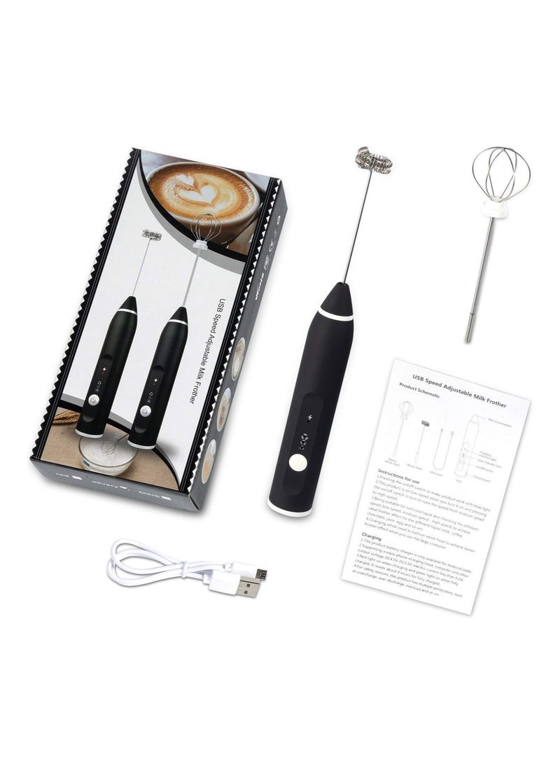 مضرب نسكافية و أداة خفق اللبن قابلة لإعادة الشحن وتحمل باليد وتعمل بـ3 سرعات قابلة للتعديل لصنع القهوة واللاتيه والكابتشينو مع مضرب إضافي للبيض - Image 4
