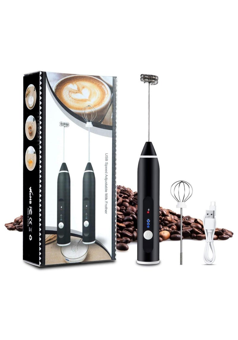 Generic Milk frother rechargeable handheld 3-speed adjustable for latte coffee cappuccino with extra egg mixer (MULTICOLOR) - Image 1