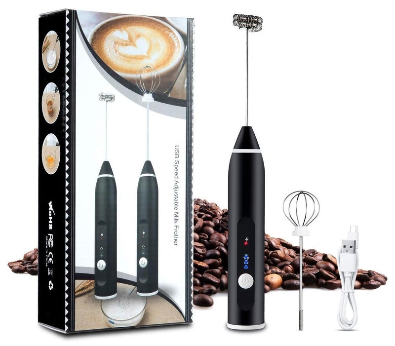 مضرب نسكافية و أداة خفق اللبن قابلة لإعادة الشحن وتحمل باليد وتعمل بـ3 سرعات قابلة للتعديل لصنع القهوة واللاتيه والكابتشينو مع مضرب إضافي للبيض ( متعدد الالوان ) - Image 1