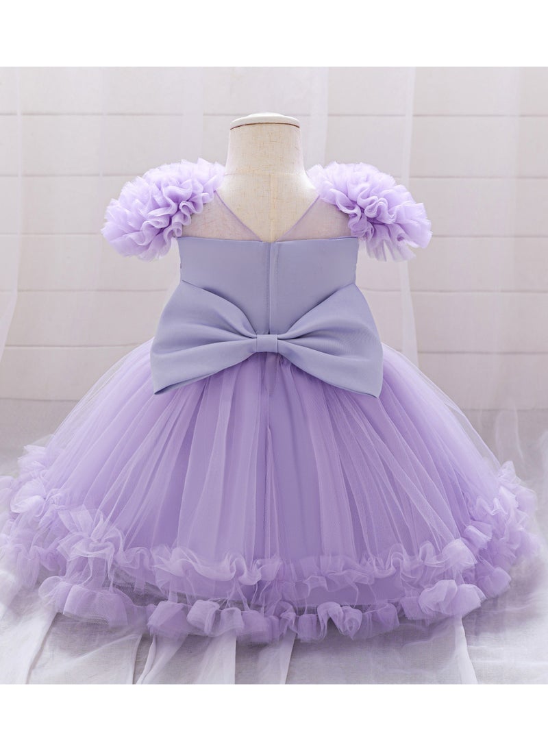 Loquat Purple tulle party/princess dress with cap sleeves and sparkly bodice Dress Girl's Princess Dress Purple  - Image 3