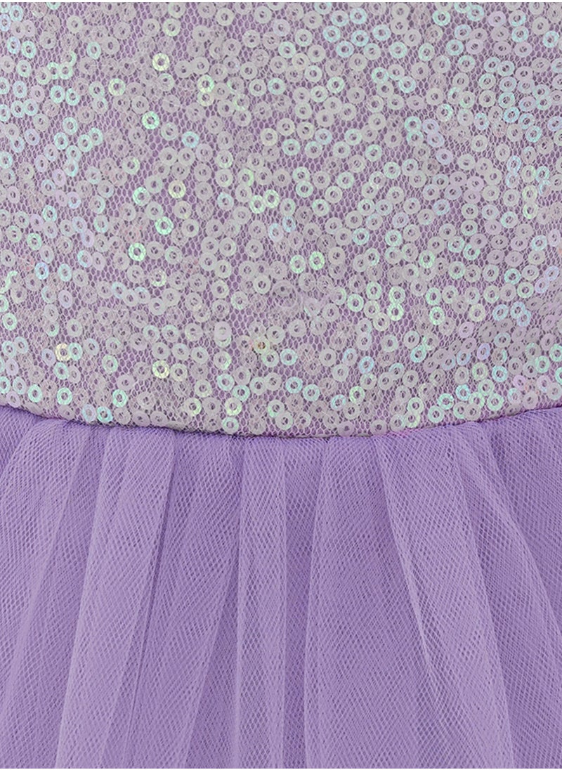 Loquat Purple tulle party/princess dress with cap sleeves and sparkly bodice Dress Girl's Princess Dress Purple  - Image 5