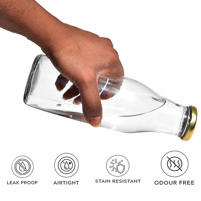 Pure Source India Glass Bottle, 1 L, Set of 4, Clear - Image 4