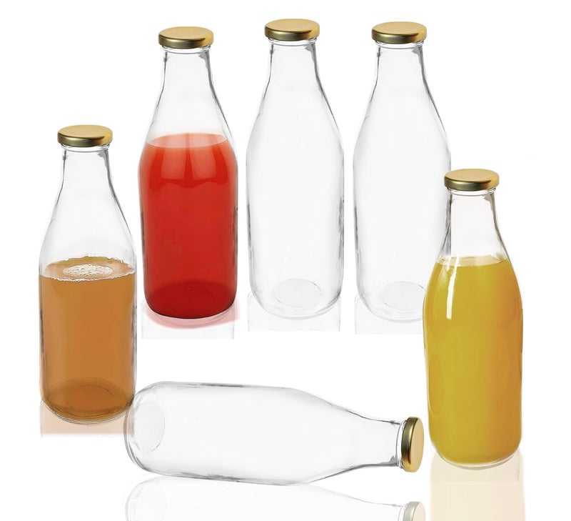Pure Source India Glass Bottle, 1 L, Set of 4, Clear - Image 3