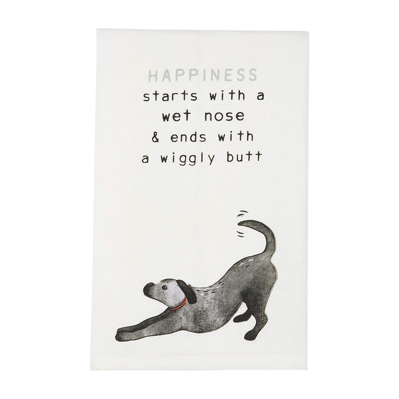 Mud Pie Happiness Starts Dog Towel Small - Image 1