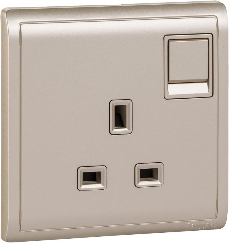شنايدر إلكتريك Pieno 13A 250V 1 Gang Switched Socket ، Wine Gold (رقم الموديل - E8215_WG_G1) - Image 1