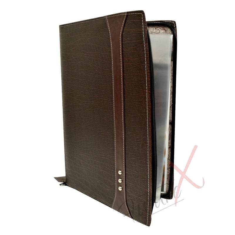 FUTURE X 20 Leaf Multipurpose Leatherette Professional File Folders for Certificates, Documents Holder, Portfolio, Executive File Legal Size Documents Holder for Men and Women (B4 Size, Brown) - Image 4