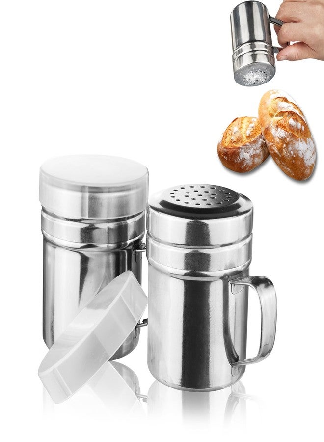 Xiuouix 2 Pcs Powdered Sugar Shaker Duster - With Handle - Seasonings Spice Shakers With Holes and Lids - for Salt,Sugar,Spice,Coffee Flour Ect,6 Ounce Stainless Steel Baking Soda Shaker (small) - Image 1