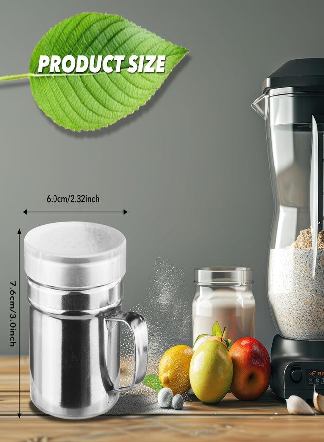 Xiuouix 2 Pcs Powdered Sugar Shaker Duster - With Handle - Seasonings Spice Shakers With Holes and Lids - for Salt,Sugar,Spice,Coffee Flour Ect,6 Ounce Stainless Steel Baking Soda Shaker (small) - Image 2
