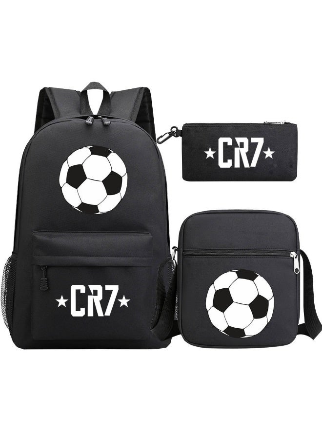 CR7 Cristiano Ronaldo Printed Youth Backpack Set - Perfect Choice for Football Enthusiasts 