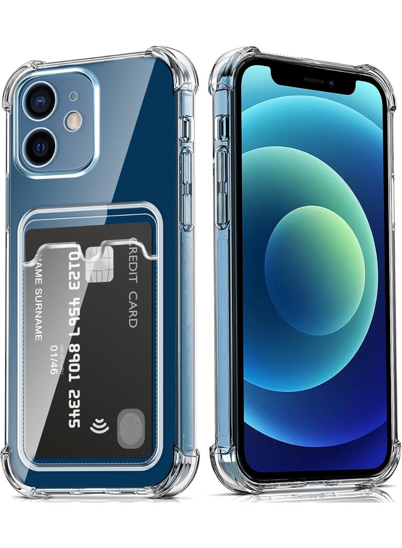 Shockproof Clear Case with Card Wallet Compatible with iPhone 12 6.1  - Image 1