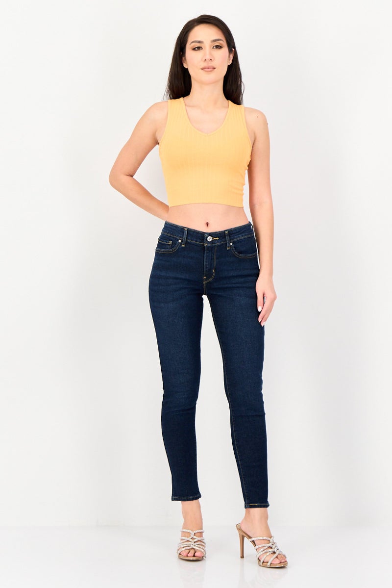 Levi's جينز ضيق للنساء بتمدد مغسول، أزرق داكن - Image 4