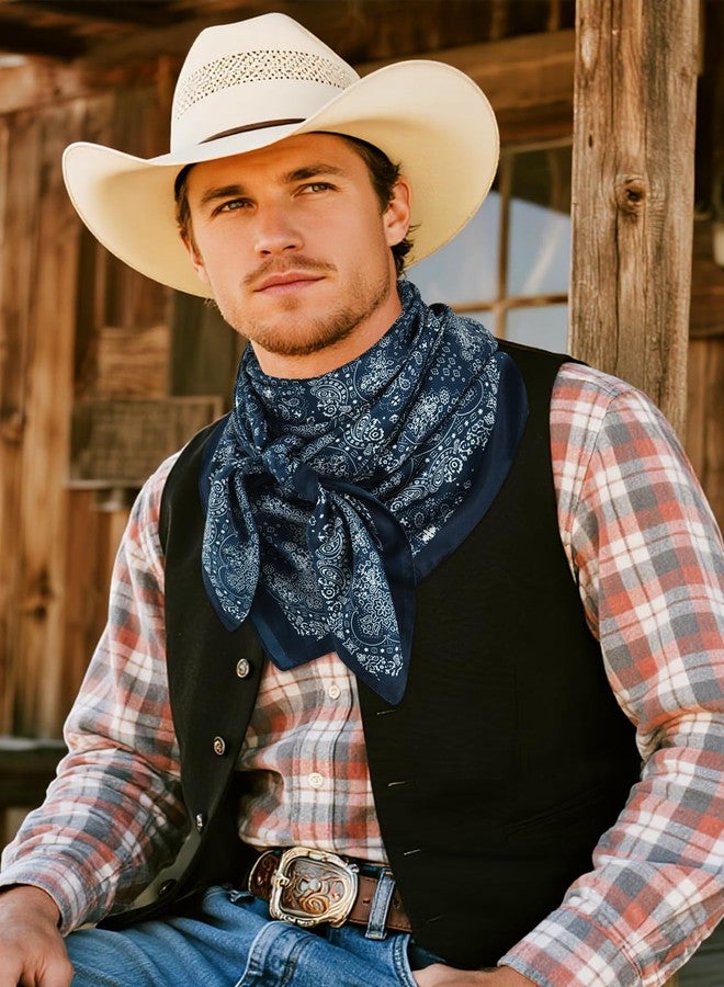 جيرينلي وشاح غربي كبير الحجم من جيرينلي، مقاس كبير 43 بوصة، للرجال والنساء، على طراز رعاة البقر الريفي (أزرق) - Image 3