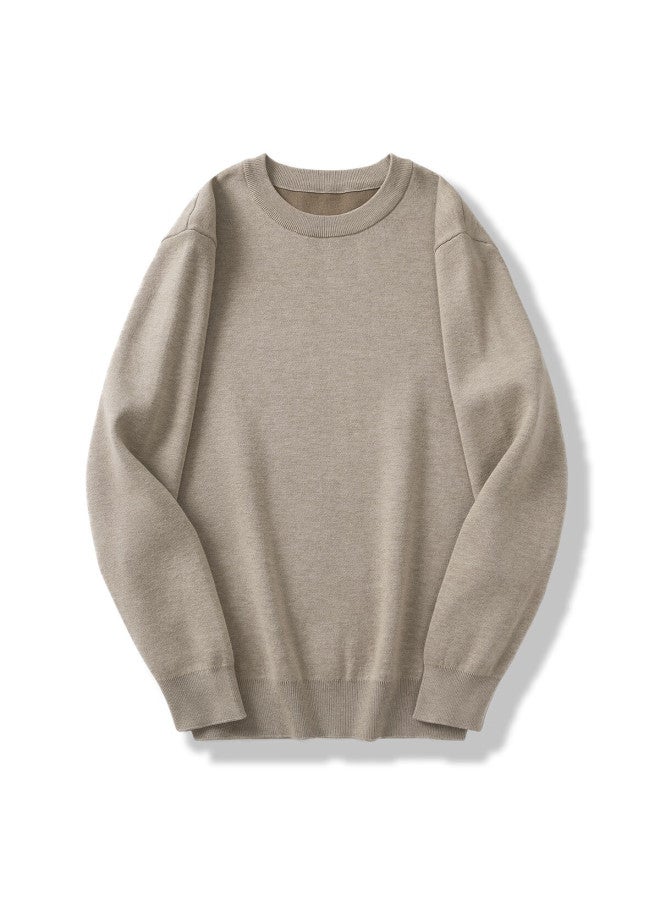 Markless Men's Knit Sweater Autumn Winter Thermal Warm Crew Neck Loose Casual Base Shirt 1713 Floral Camel XL - Image 3