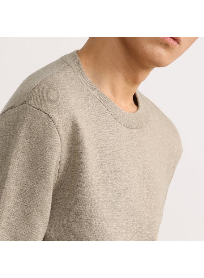 Markless Men's Knit Sweater Autumn Winter Thermal Warm Crew Neck Loose Casual Base Shirt 1713 Floral Camel XL - Image 1