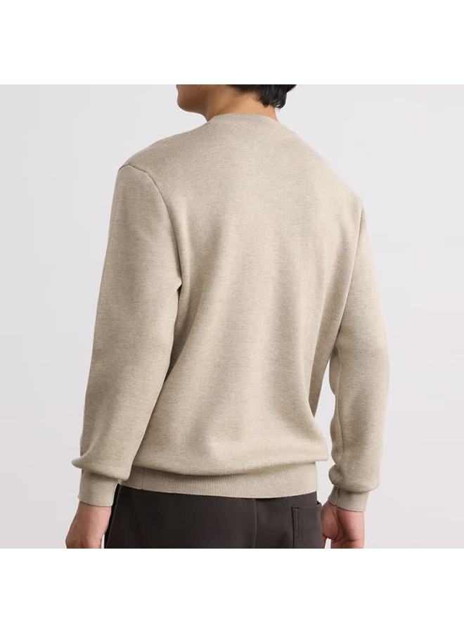 Markless Men's Knit Sweater Autumn Winter Thermal Warm Crew Neck Loose Casual Base Shirt 1713 Floral Camel XL - Image 2