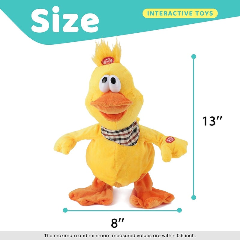 Cuteoy 13" Quacking Duck Musical Stuffed Animal Plushies Walking Singing Waving Electronic Interactive Plush Toy for Kids Boys Easter - Image 2