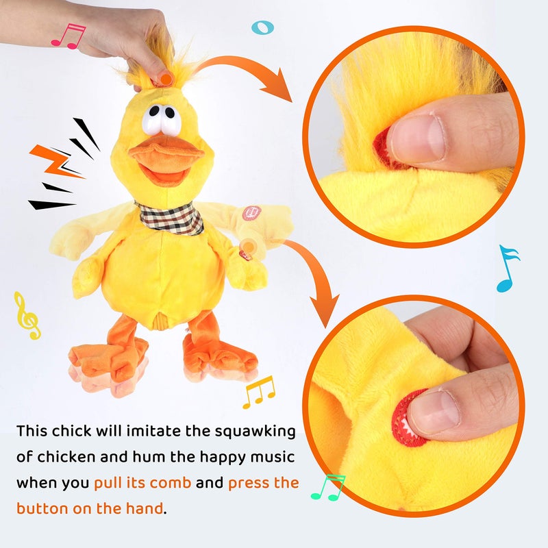 Cuteoy 13" Quacking Duck Musical Stuffed Animal Plushies Walking Singing Waving Electronic Interactive Plush Toy for Kids Boys Easter - Image 3