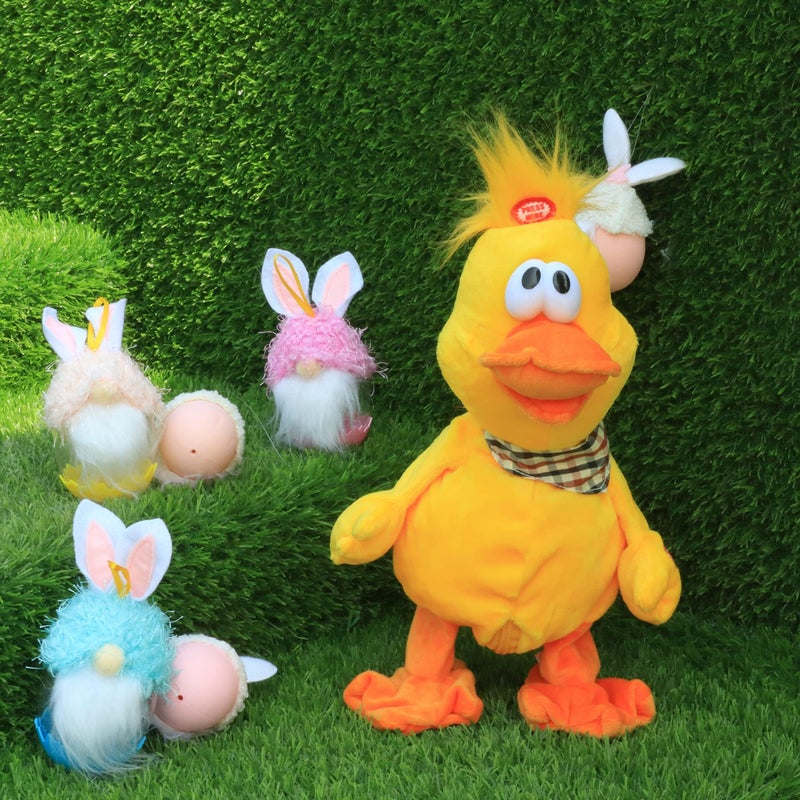 Cuteoy 13" Quacking Duck Musical Stuffed Animal Plushies Walking Singing Waving Electronic Interactive Plush Toy for Kids Boys Easter - Image 5