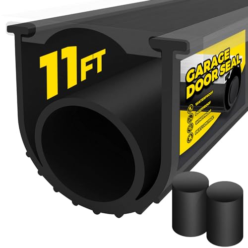 Holikme Garage Door Seals Bottom Rubber,Flexible Rubber Garage Door Seal, Door Threshold Ramps,Garage Door Weather Stripping Kit Seal Strip Replacement, 5/16 Inch T-End,3.74 Inch Width (11Ft, Black) - Image 1