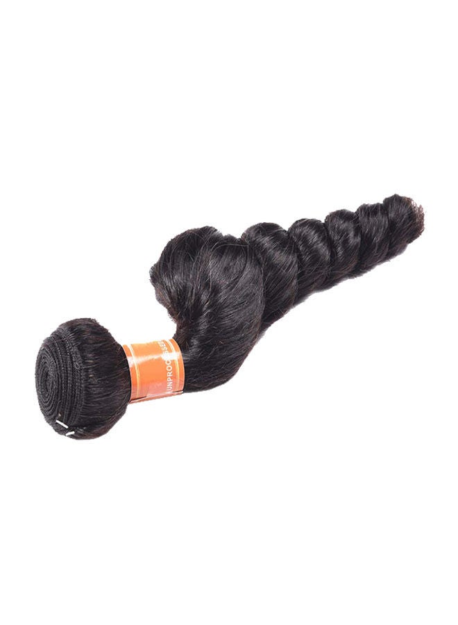 NIBEMINENT Medium Curly Human Hair Extension Black 16inch - Image 1