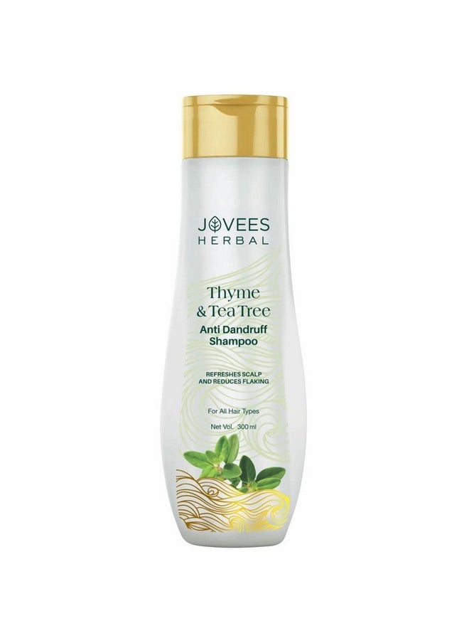 Jovees - Herbal Thyme & Tea Tree Anti Dandruff Shampoo | With Tea Tree, Thyme & Lemon Extract | For All Hair Type | Prevents Dandruff & Dry Scalp 300Ml - Image 1