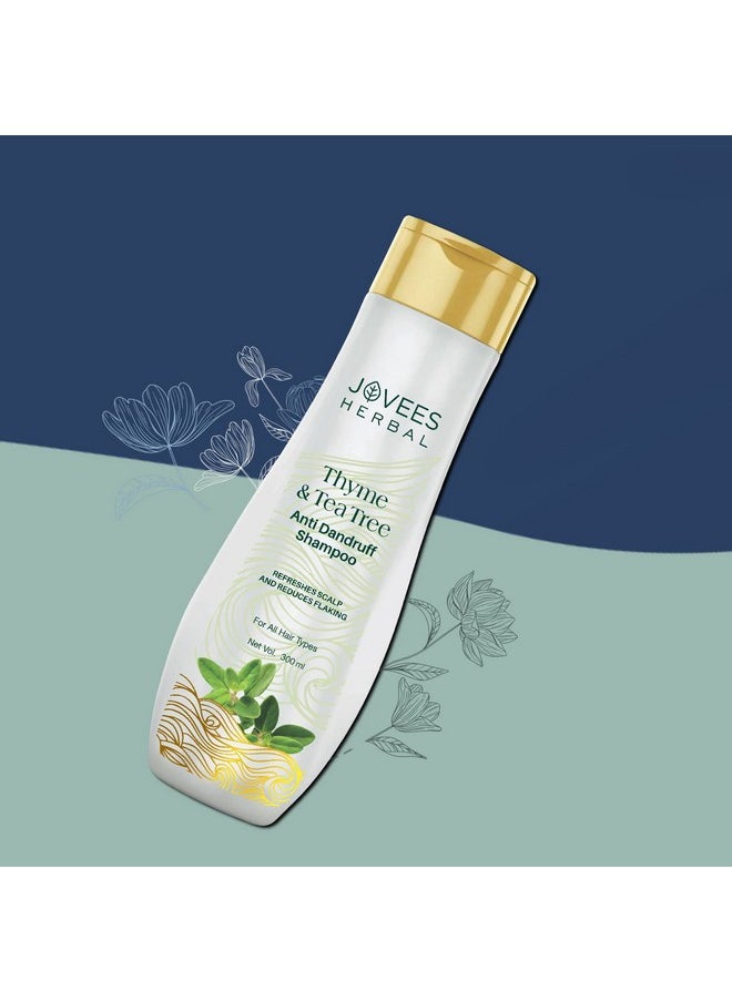 Jovees - Herbal Thyme & Tea Tree Anti Dandruff Shampoo | With Tea Tree, Thyme & Lemon Extract | For All Hair Type | Prevents Dandruff & Dry Scalp 300Ml - Image 1