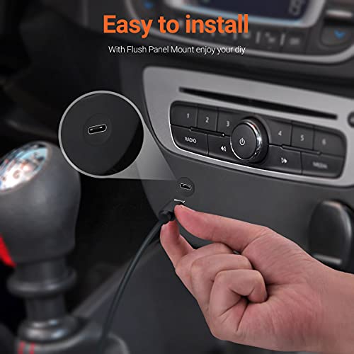 OBVIS USB Type C 3.0 Male to Female Flush Mount Cable Waterproof Kit Accessories Car Dash Panel Mount Adapter Converter Extension Extender for Car Boat Motorcycle Motorbike 1 Feet 0.3 Meter - Image 3