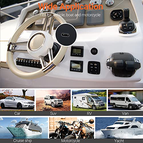 OBVIS USB Type C 3.0 Male to Female Flush Mount Cable Waterproof Kit Accessories Car Dash Panel Mount Adapter Converter Extension Extender for Car Boat Motorcycle Motorbike 1 Feet 0.3 Meter - Image 4