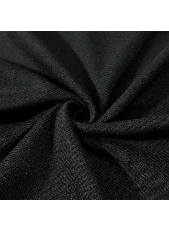 Generic - Summer pure cotton short sleeved Unisex T-shirt,230 gsm High Quality Oversized Heavy T-shirt for couple men and women Short Sleeve 100% pure cotton Digital printing T-shirt(solid colors/Black) - Image 1