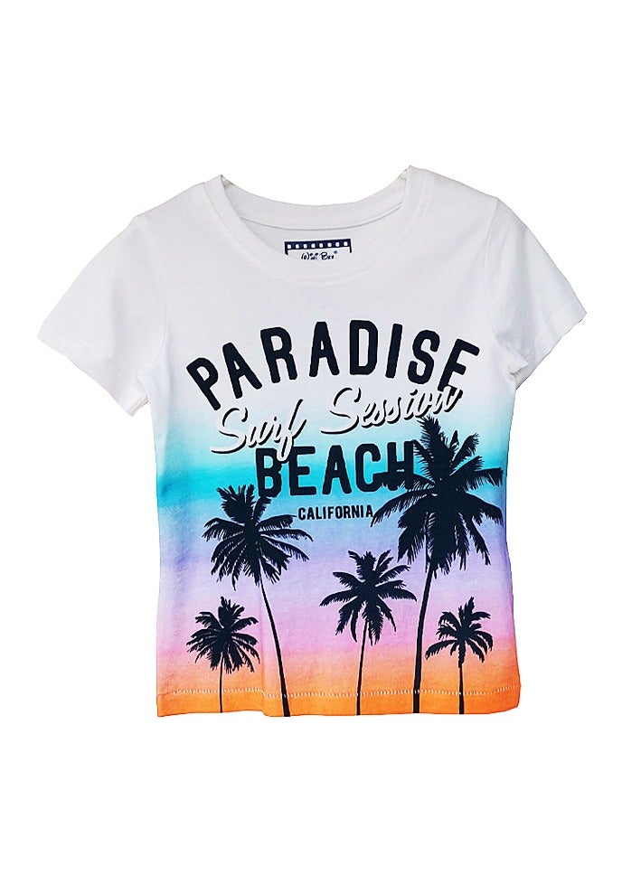 WiNi BEE Short Sleeve t-shirts Kids Beach Printed Clothes Coco Tree Tops Letters Tees Boys Fashion Cotton Children Clothes 2 4 6Years  - Image 3