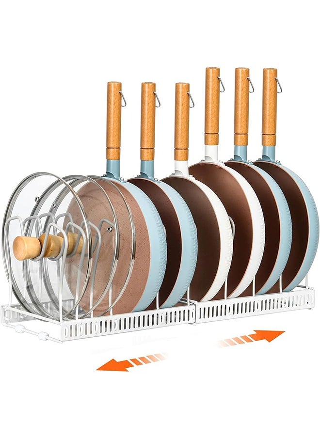 Golden Pan Pot Lid Rack Organizer, Expandable 10 Compartments Cookware Organizer, Pan Pot and Lid Rack Holder, Adjustable Pan Pot Storage Rack Organizer  - Image 1