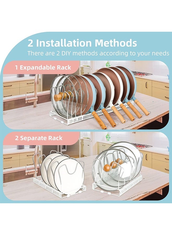 Golden Pan Pot Lid Rack Organizer, Expandable 10 Compartments Cookware Organizer, Pan Pot and Lid Rack Holder, Adjustable Pan Pot Storage Rack Organizer  - Image 4