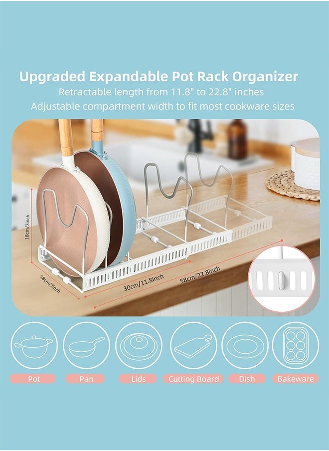 Golden Pan Pot Lid Rack Organizer, Expandable 10 Compartments Cookware Organizer, Pan Pot and Lid Rack Holder, Adjustable Pan Pot Storage Rack Organizer  - Image 5