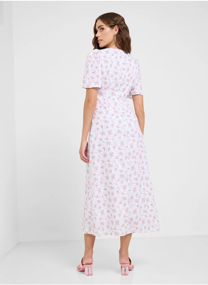 جينجر Ditsy Floral Print Maxi Dress