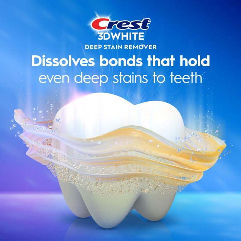 Crest 3D White Deep Stain Remover Toothpaste Teeth whitening for Adults 31oz 2 Pack Sensitivity Safe Enamel Repair Cavity Protection Fluoride Toothpaste Travel Size Toiletries - Image 5