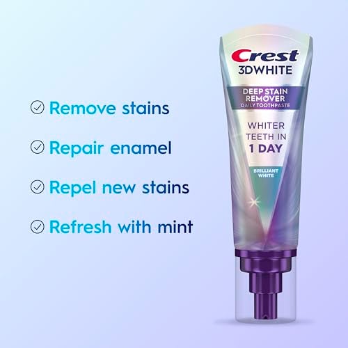 Crest 3D White Deep Stain Remover Toothpaste Teeth whitening for Adults 31oz 2 Pack Sensitivity Safe Enamel Repair Cavity Protection Fluoride Toothpaste Travel Size Toiletries - Image 3