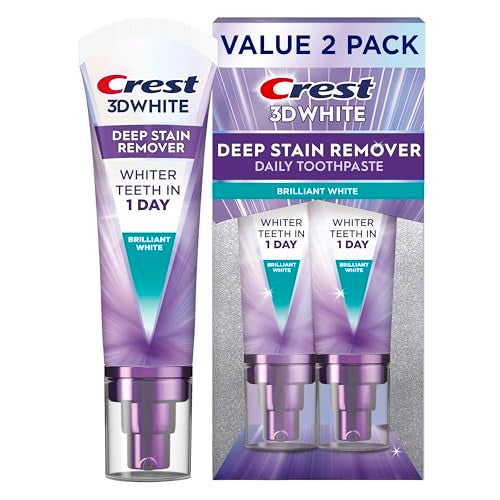 Crest 3D White Deep Stain Remover Toothpaste Teeth whitening for Adults 31oz 2 Pack Sensitivity Safe Enamel Repair Cavity Protection Fluoride Toothpaste Travel Size Toiletries - Image 1