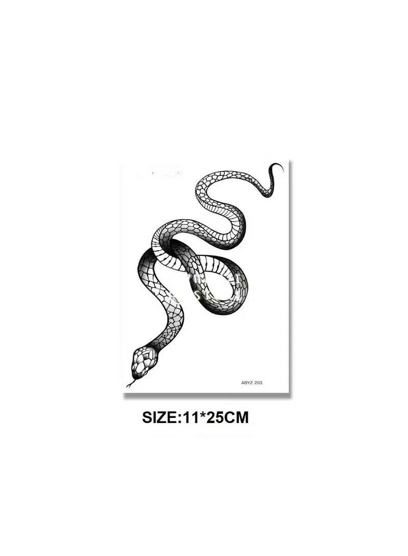 Big Size Black Snake Temporary Tattoo Stickers For Women Men Body Waist Waterproof 11*25CM - Image 2