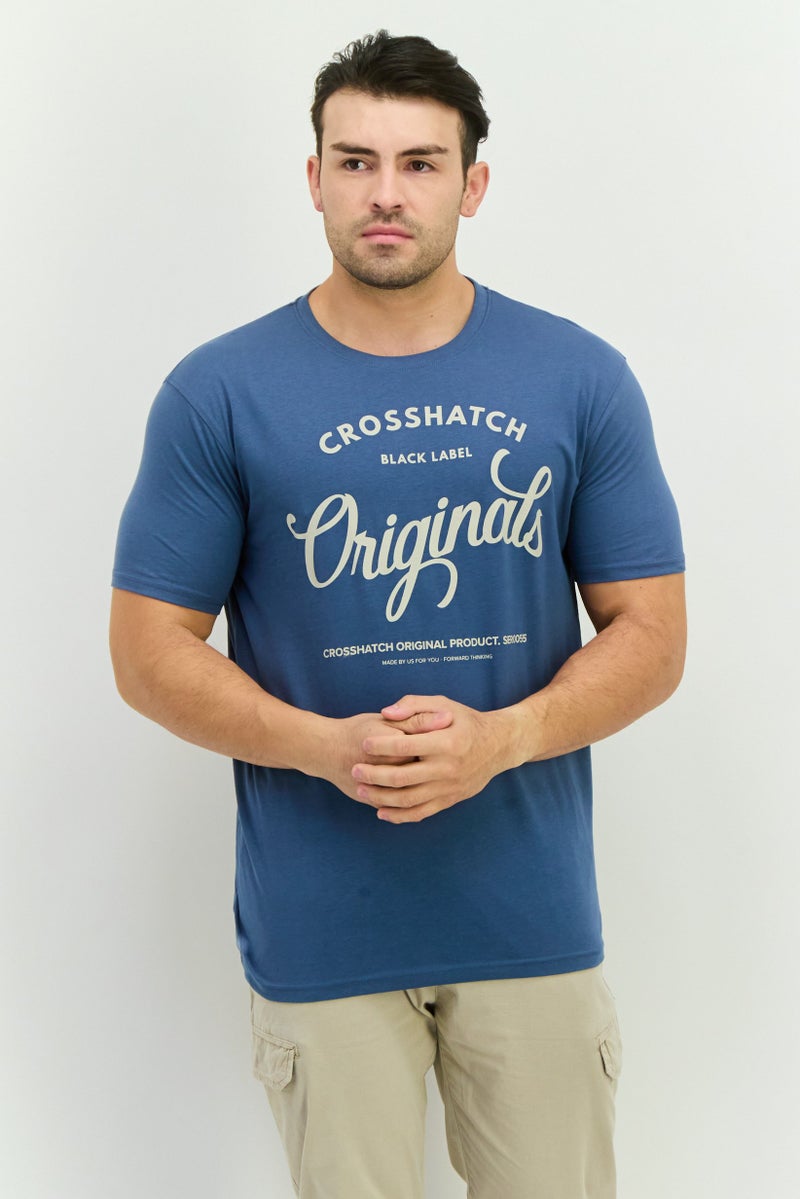 CROSSHATCH Men 7 Pieces Crew Neck  Short Sleeve Graphic Print T-Shirts, Navy - Image 1