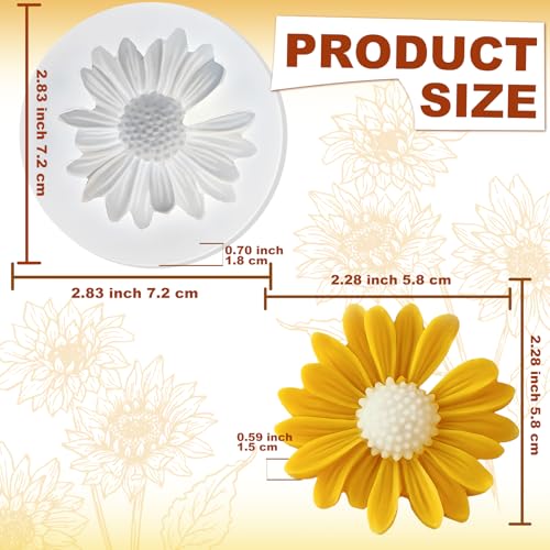 ZQYSING 4 Pcs Daisy Flower Silicone Molds for Candles, 3D Flower Fondant Chocolate Cake Cupcake Topper Decoration Mold, DIY Tealight Candle Soap Wax Epoxy Resin Concrete Casting Polymer Clay Craft - Image 2