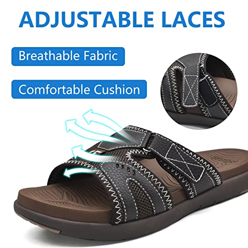 COFACE Mens Sport Recovery Sandals Plantar Fasciitis Soft Cushion Lightweight Orthotic Slides for Men Brown Size 10.5 - Image 4